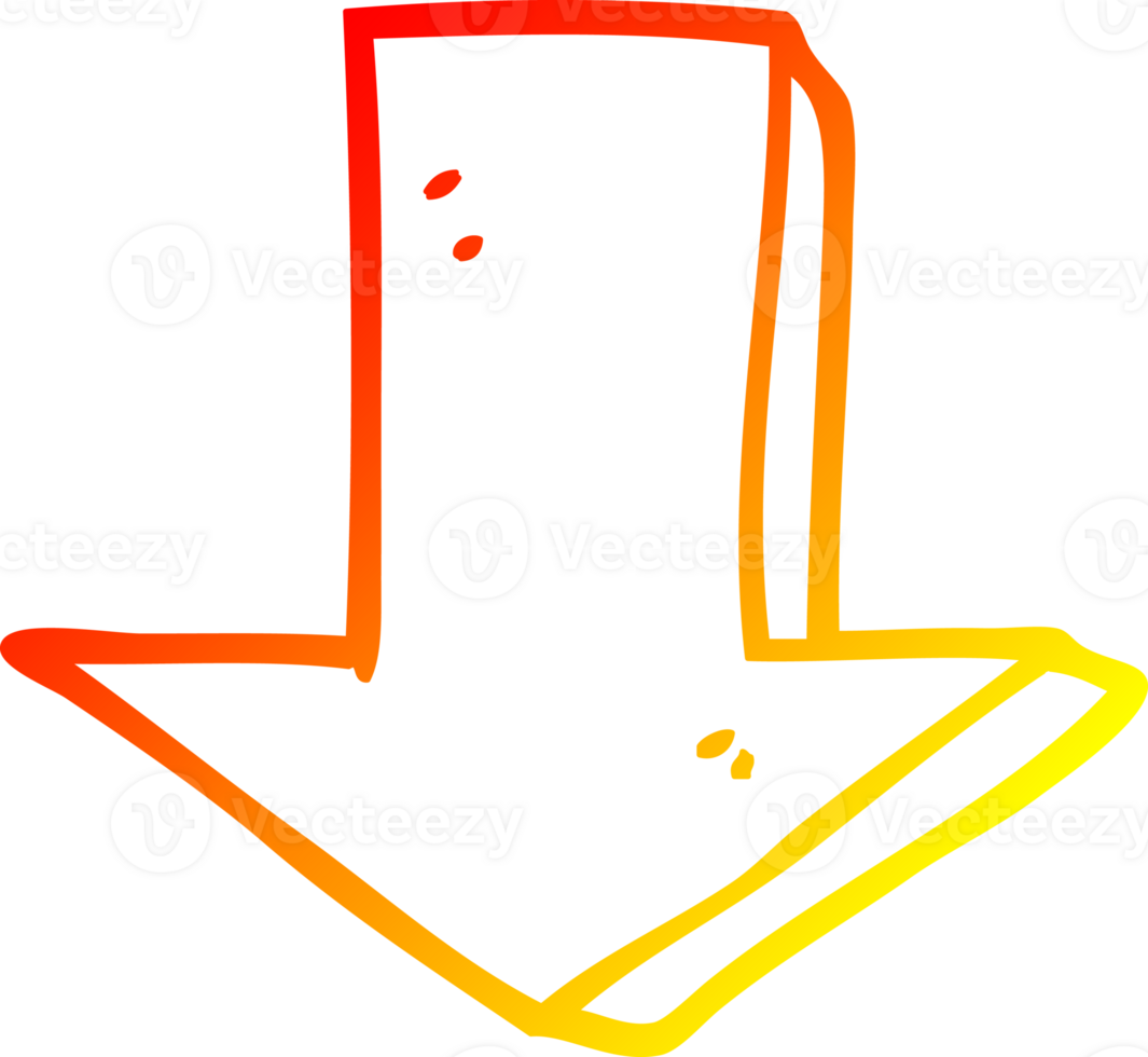 warm gradient line drawing of a cartoon pointing arrow png