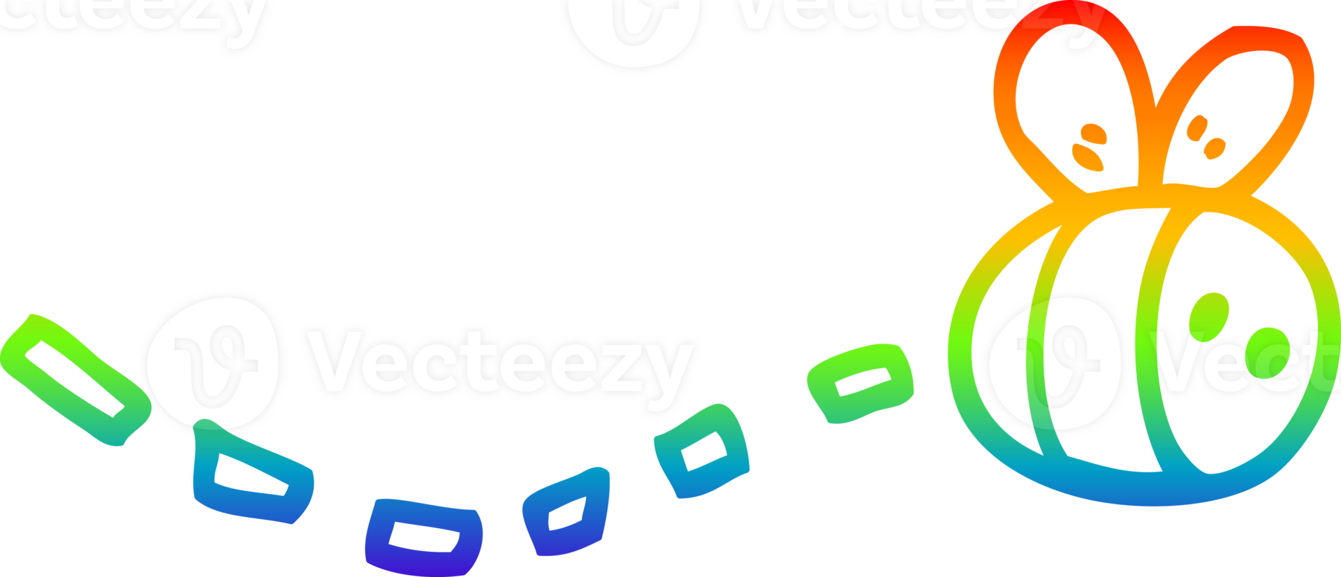 rainbow gradient line drawing of a cartoon bee png