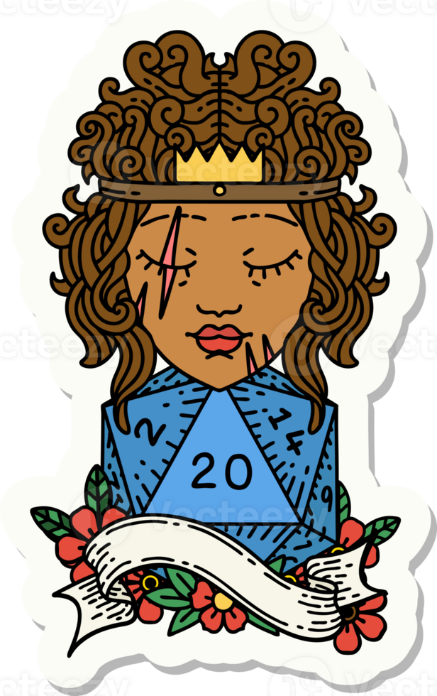 sticker of a human barbarian with natural twenty dice roll png