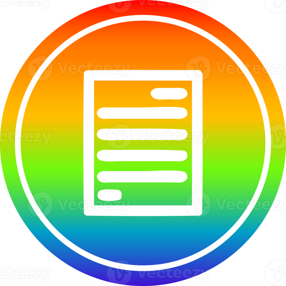 official document circular icon with rainbow gradient finish png