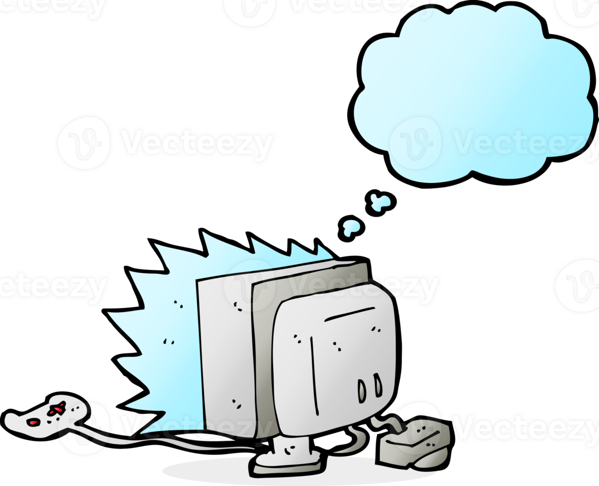 cartoon computer game with thought bubble png
