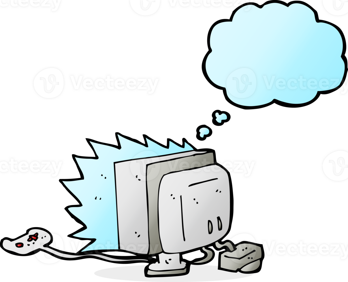 juego de computadora de dibujos animados con burbujas de pensamiento png