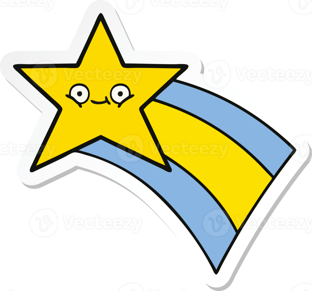 sticker of a cute cartoon shooting rainbow star png