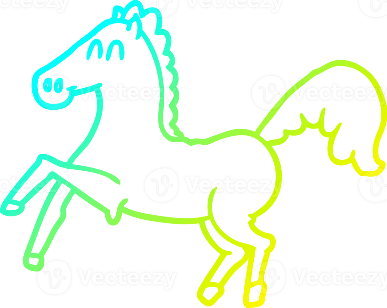 cold gradient line drawing of a cartoon horse rearing up png