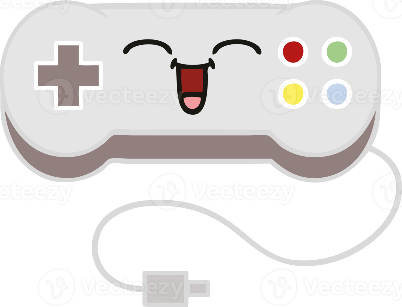 flat color retro cartoon of a game controller png