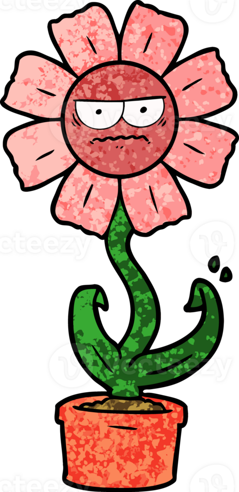 angry cartoon flower png