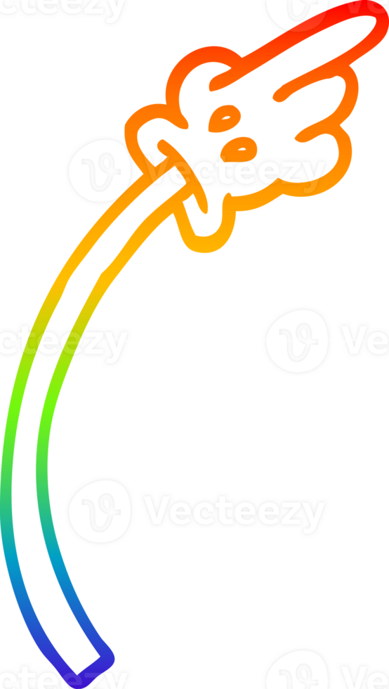 rainbow gradient line drawing of a cartoon hand gesture png