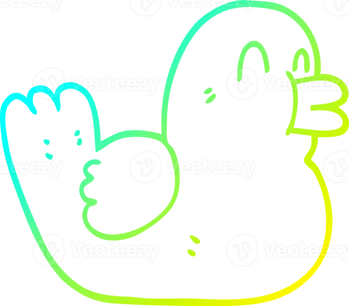cold gradient line drawing of a cartoon happy duck png