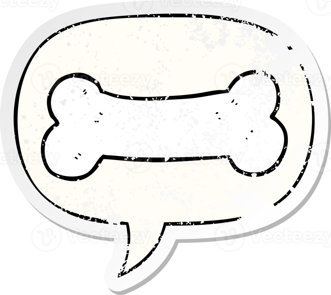 cartoon bone with speech bubble distressed distressed old sticker png