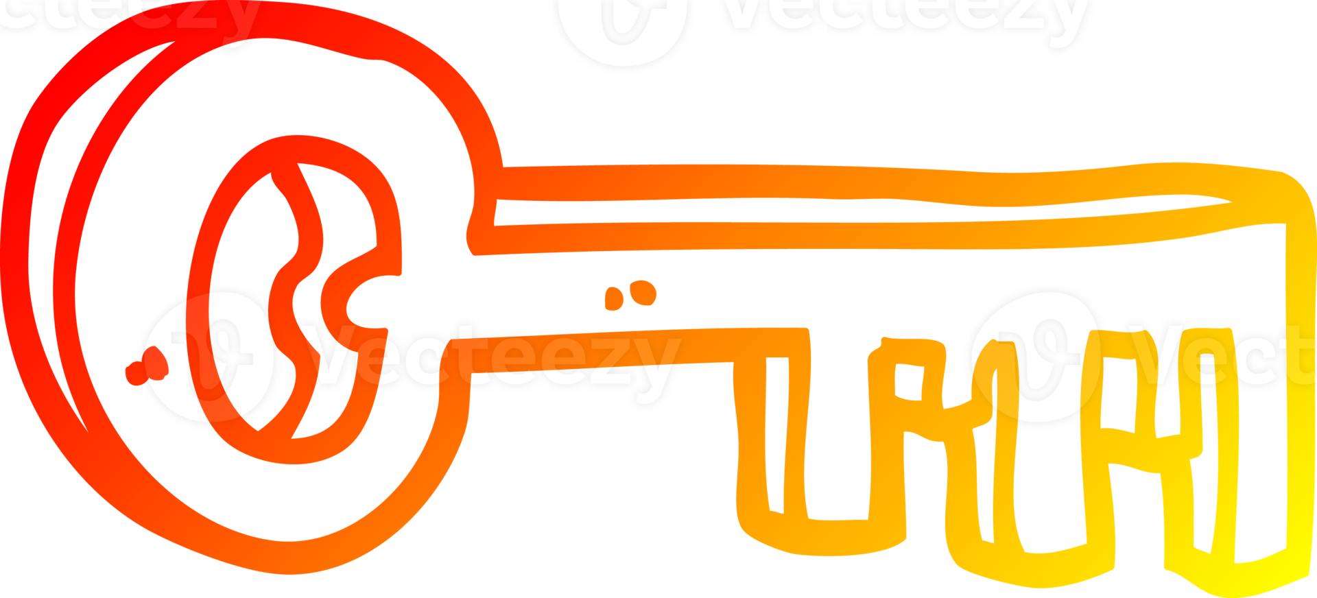 warm gradient line drawing of a cartoon gold key png