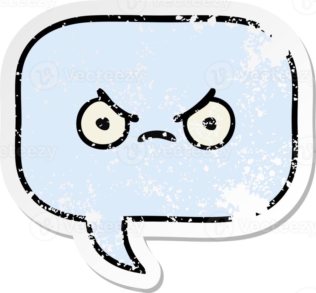 distressed sticker of a cute cartoon speech bubble png