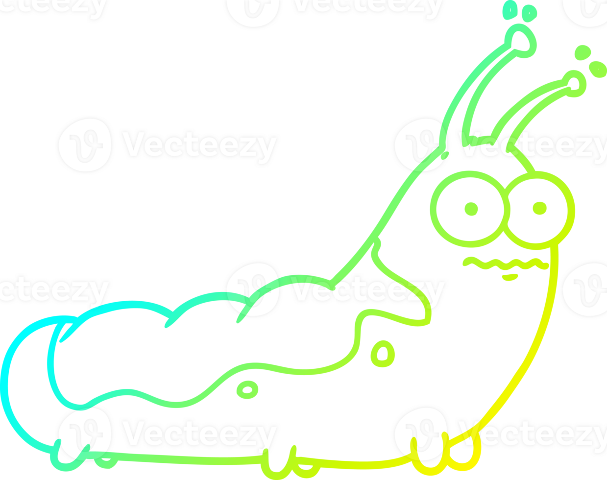 cold gradient line drawing of a funny cartoon caterpillar png