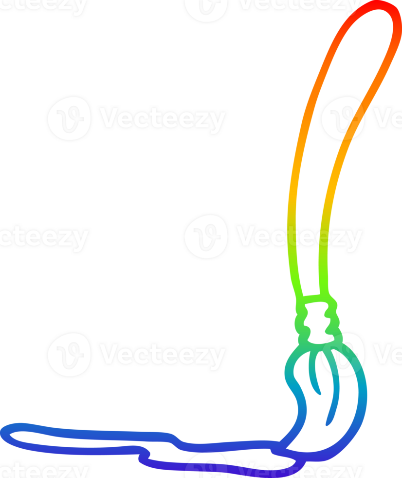 rainbow gradient line drawing of a cartoon paint brush png