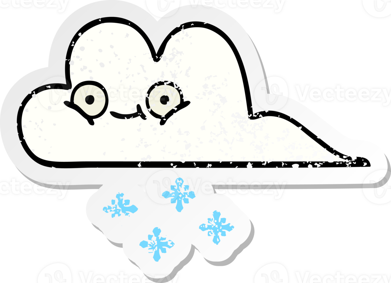 distressed sticker of a cute cartoon snow cloud png
