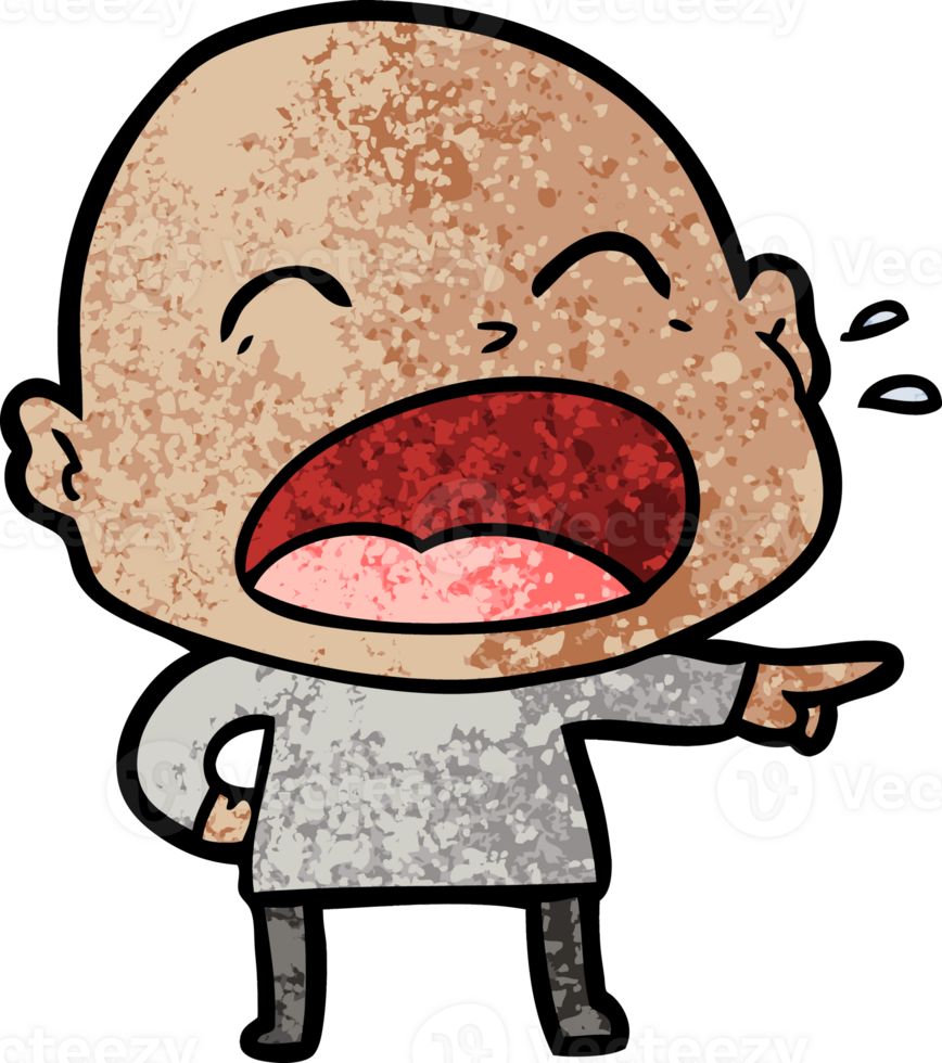 cartoon shouting bald man png