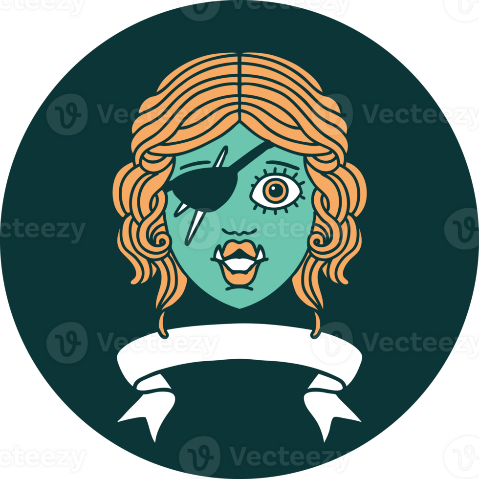 icon of orc rogue character face with banner png
