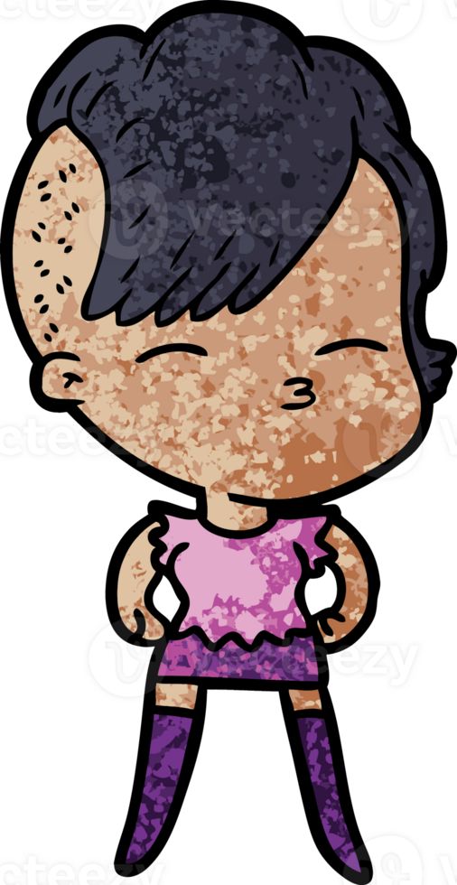 cartoon squinting girl png
