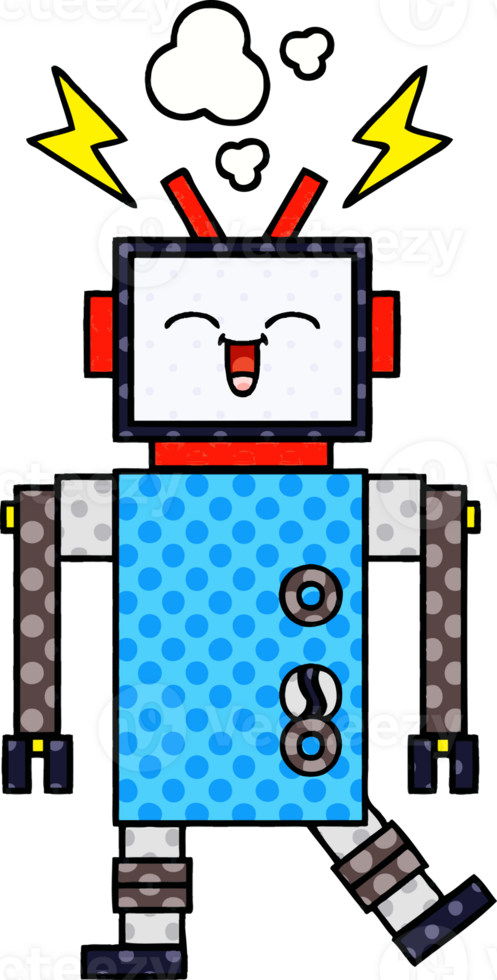 comic book style cartoon of a robot png