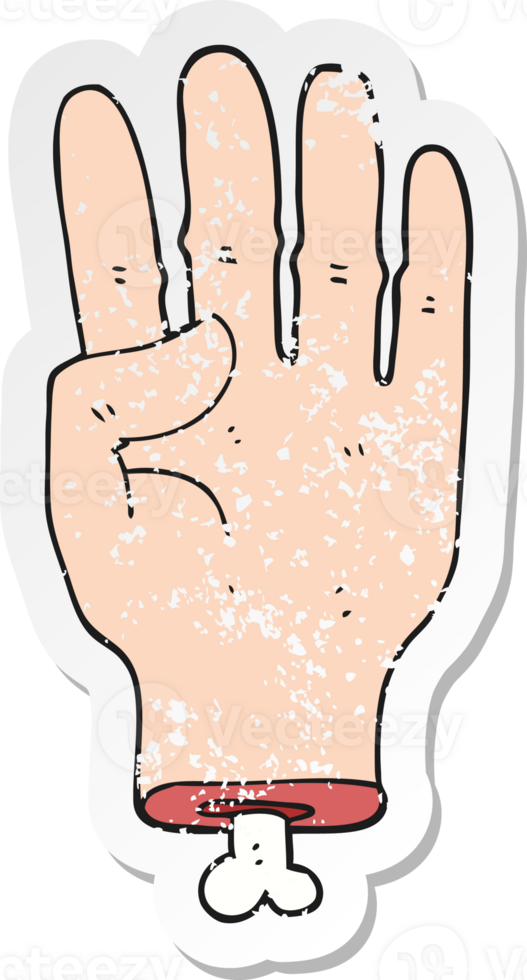 retro distressed sticker of a cartoon hand png