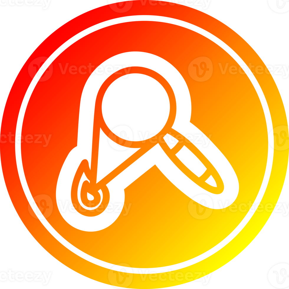 magnifying glass burning circular icon with warm gradient finish png