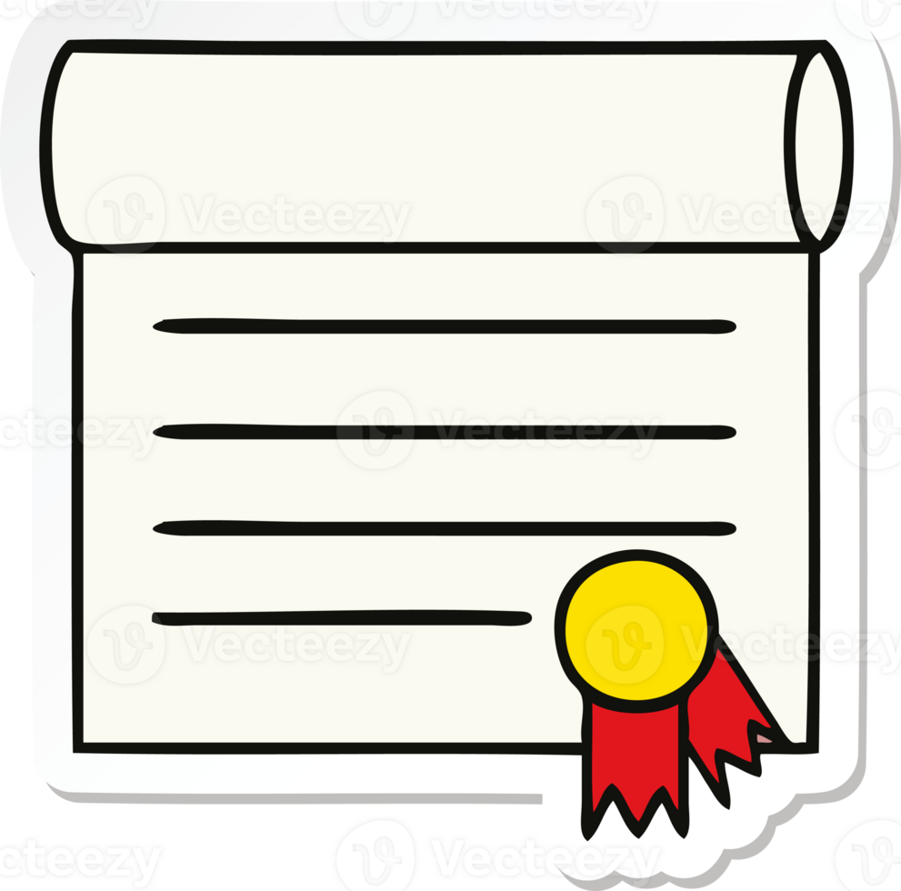 sticker of a cute cartoon certificate png