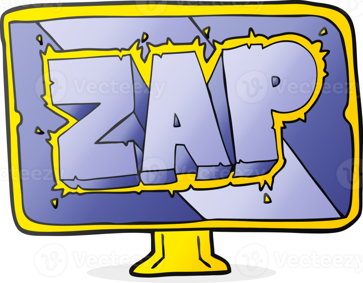 hand drawn cartoon zap screen png