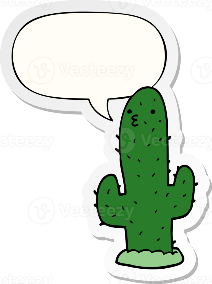 cartoon cactus with speech bubble sticker png