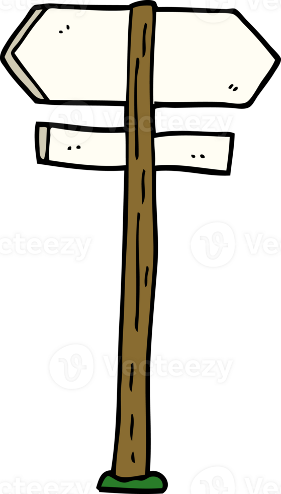cartoon doodle painted direction sign posts png