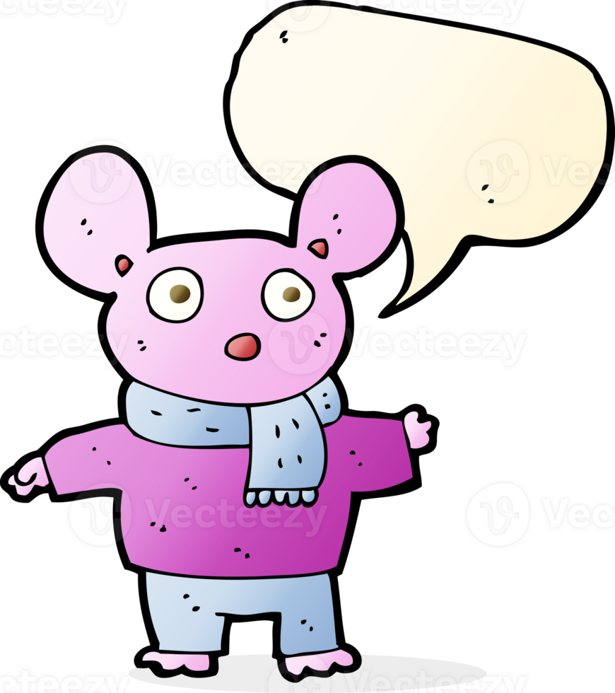 cartoon mouse in clothes with speech bubble png