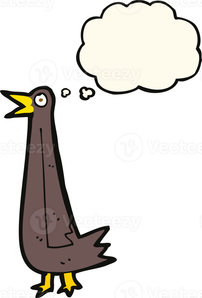 funny cartoon bird with thought bubble png