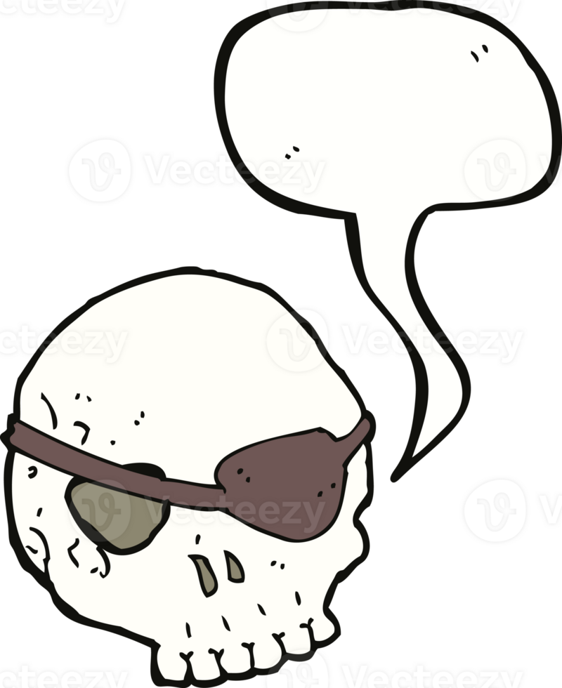 cartoon skull with eye patch with speech bubble png