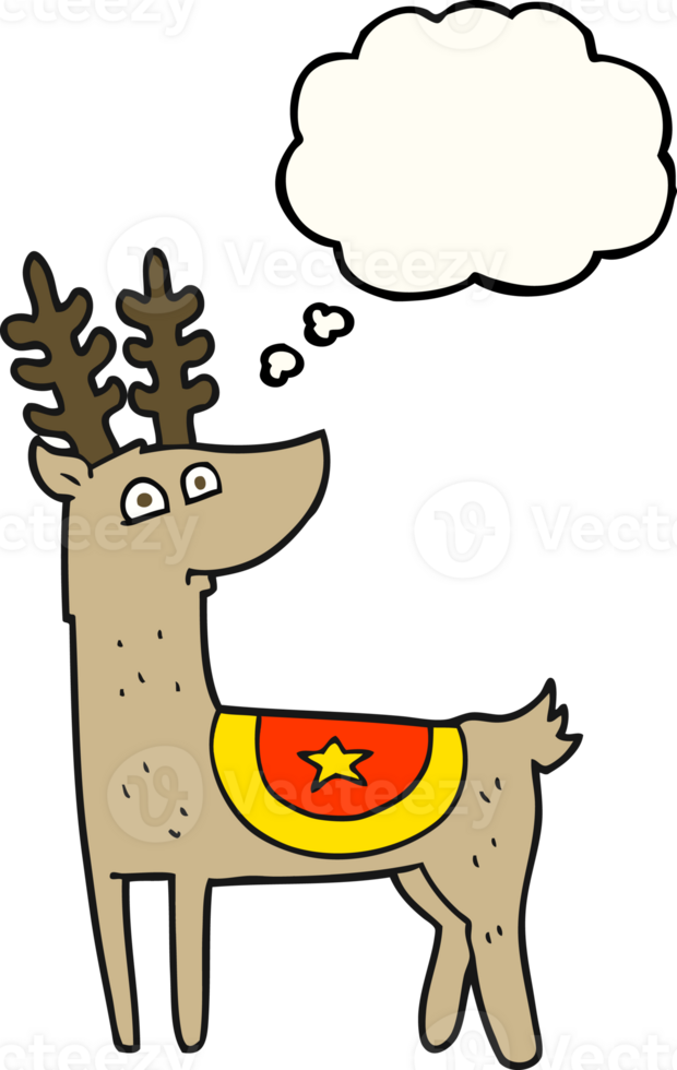 hand drawn thought bubble cartoon reindeer png