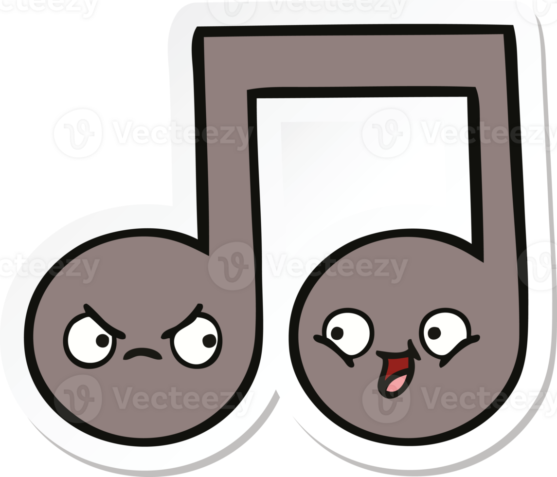 sticker of a cute cartoon musical note png