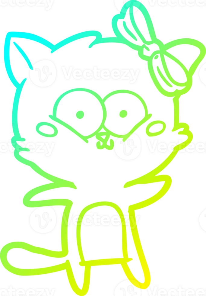 cold gradient line drawing of a cartoon cat png