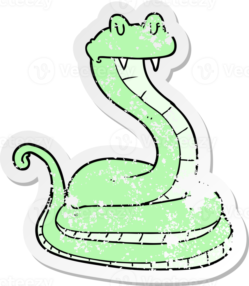 distressed sticker of a cartoon snake png