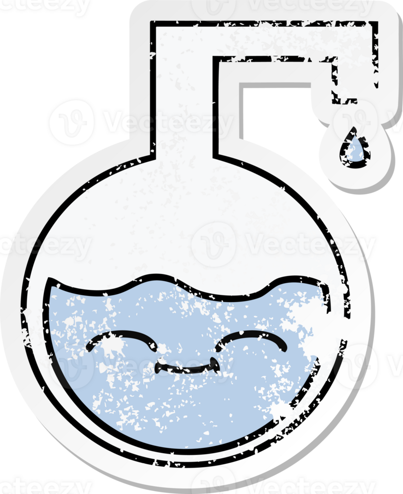 distressed sticker of a cute cartoon science experiment png