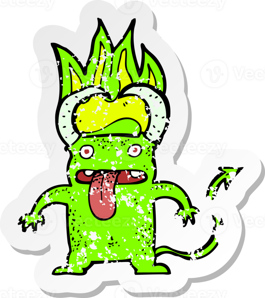 retro distressed sticker of a cartoon little devil png