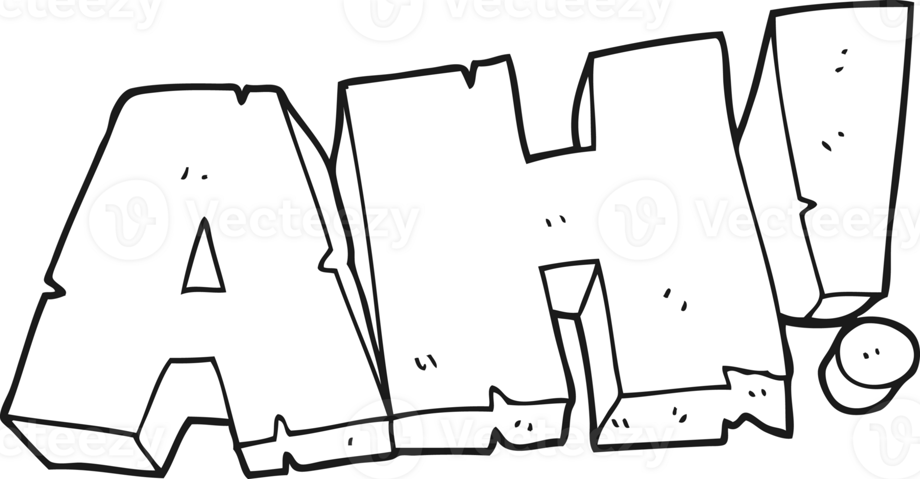 hand drawn black and white cartoon AH shout png