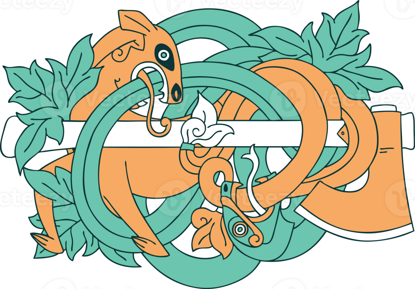 iconic tattoo style image of medieval carving png