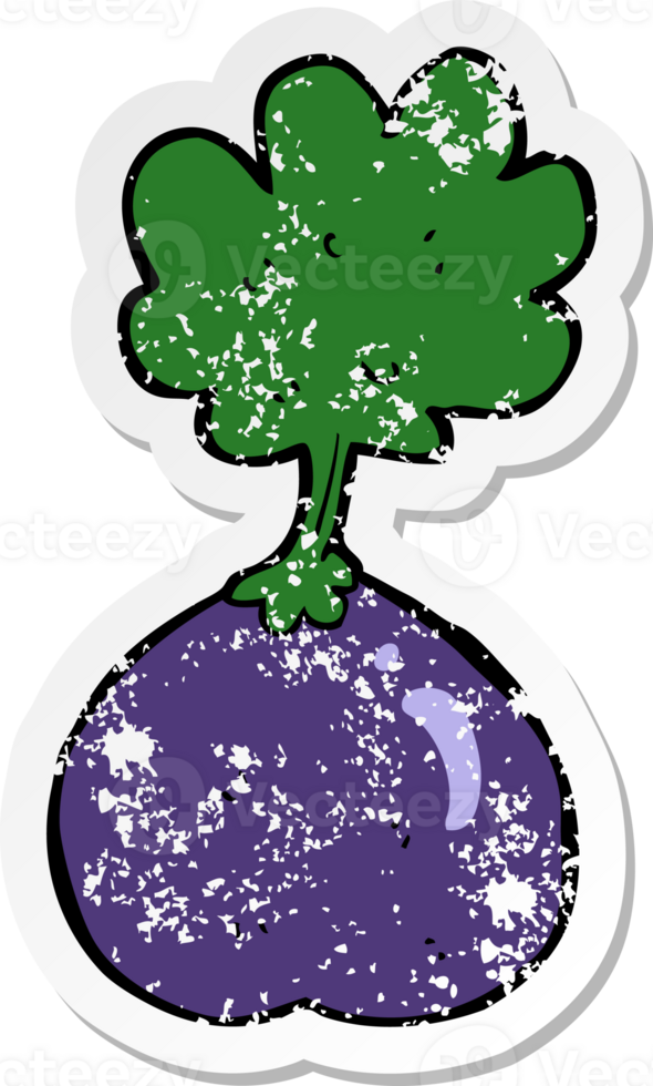 distressed sticker of a cartoon vegetable png