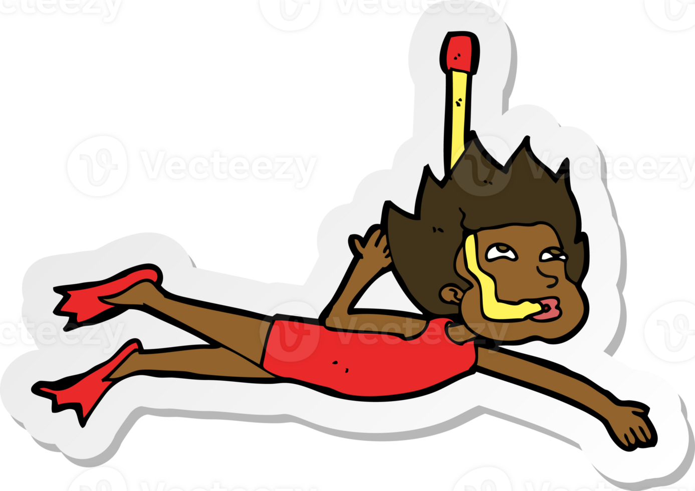 sticker of a cartoon swimmer with snorkel png