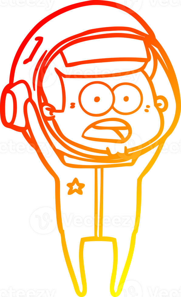 warm gradient line drawing of a cartoon surprised astronaut png