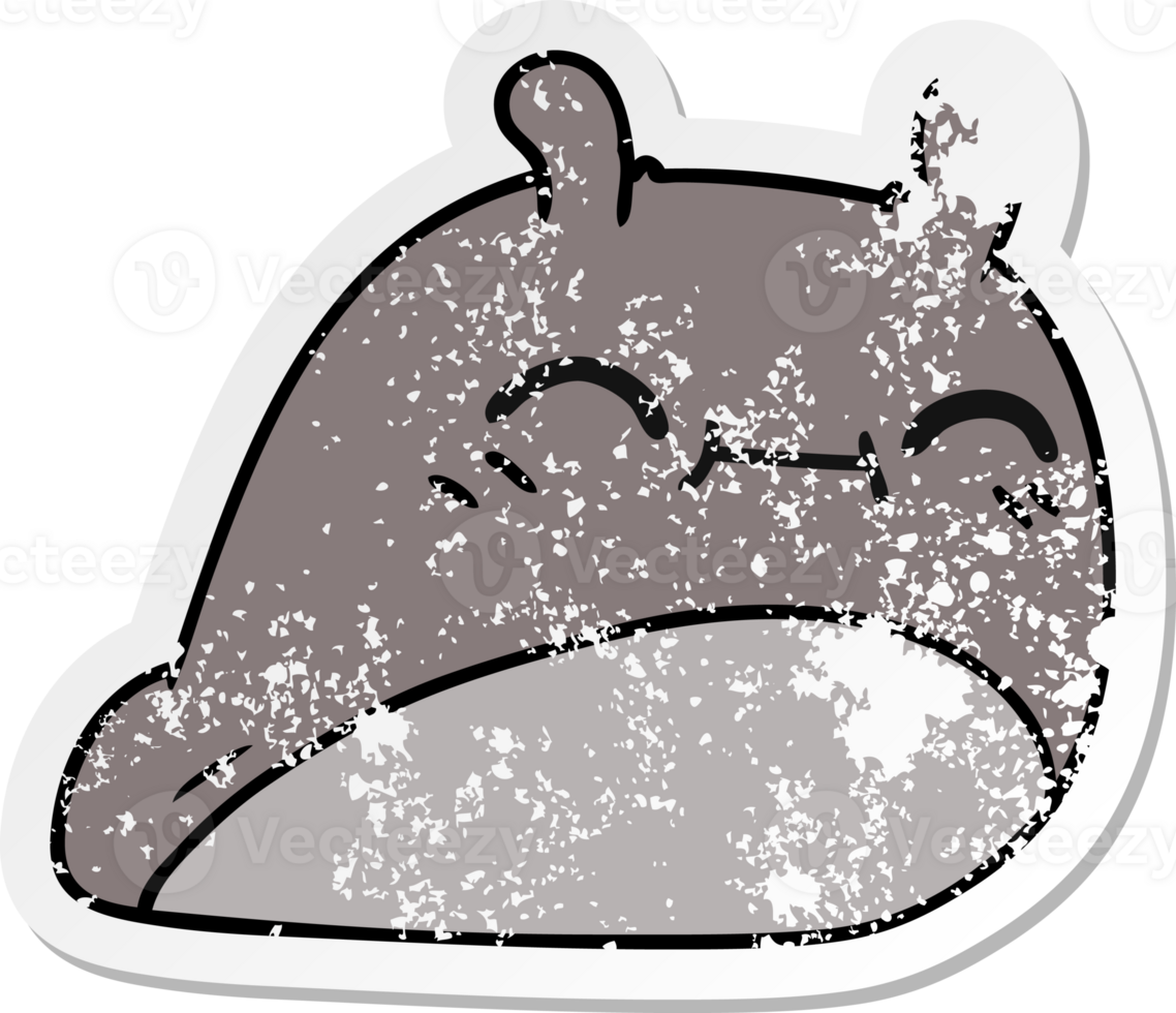 hand drawn distressed sticker cartoon of a happy kawaii slug png