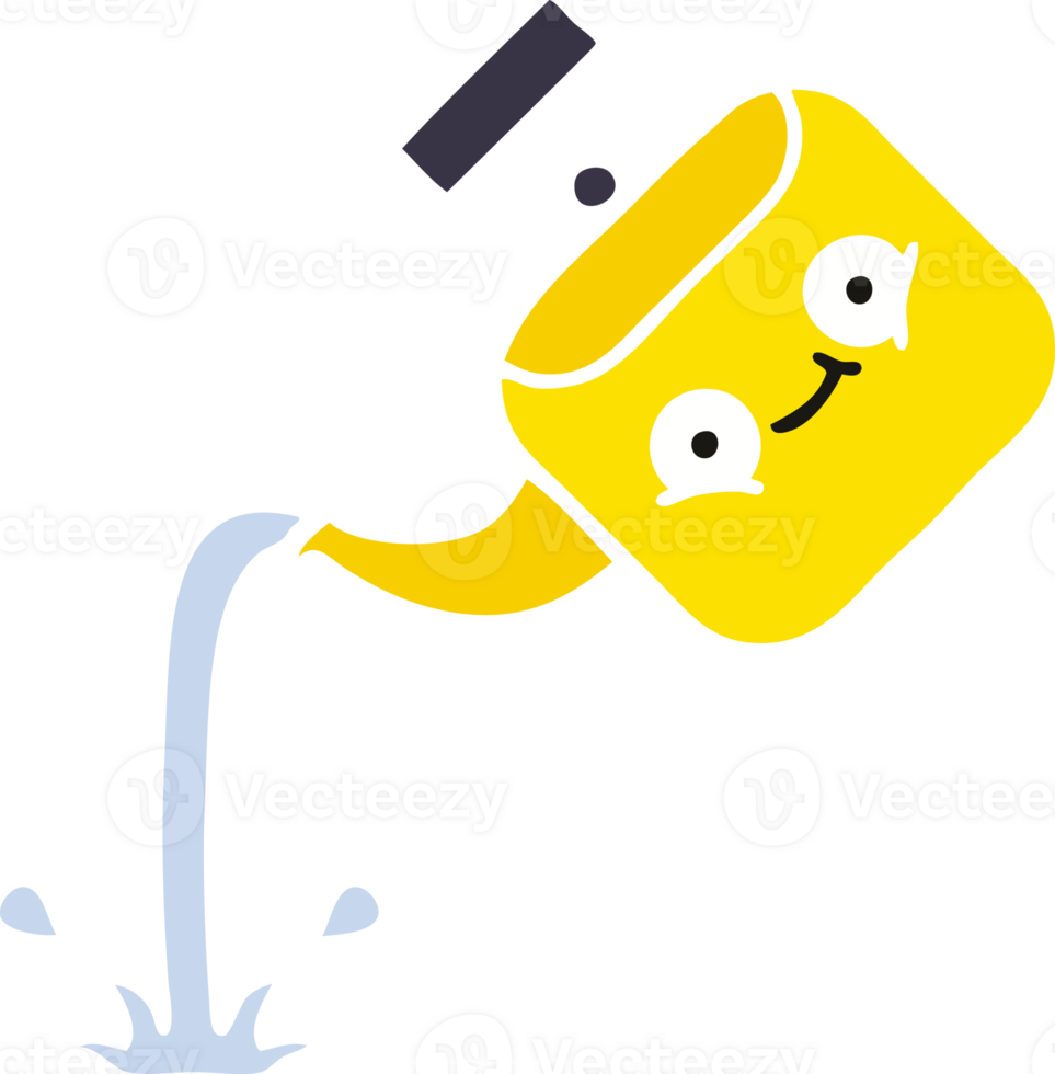 flat color retro cartoon of a pouring kettle png