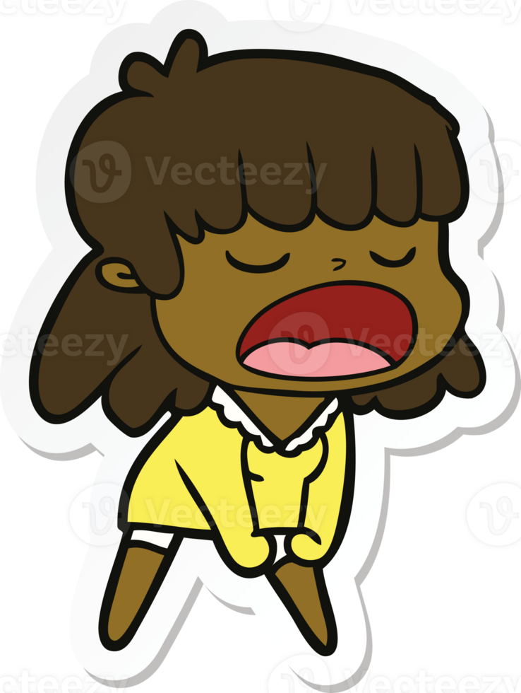 sticker of a cartoon woman talking loudly png