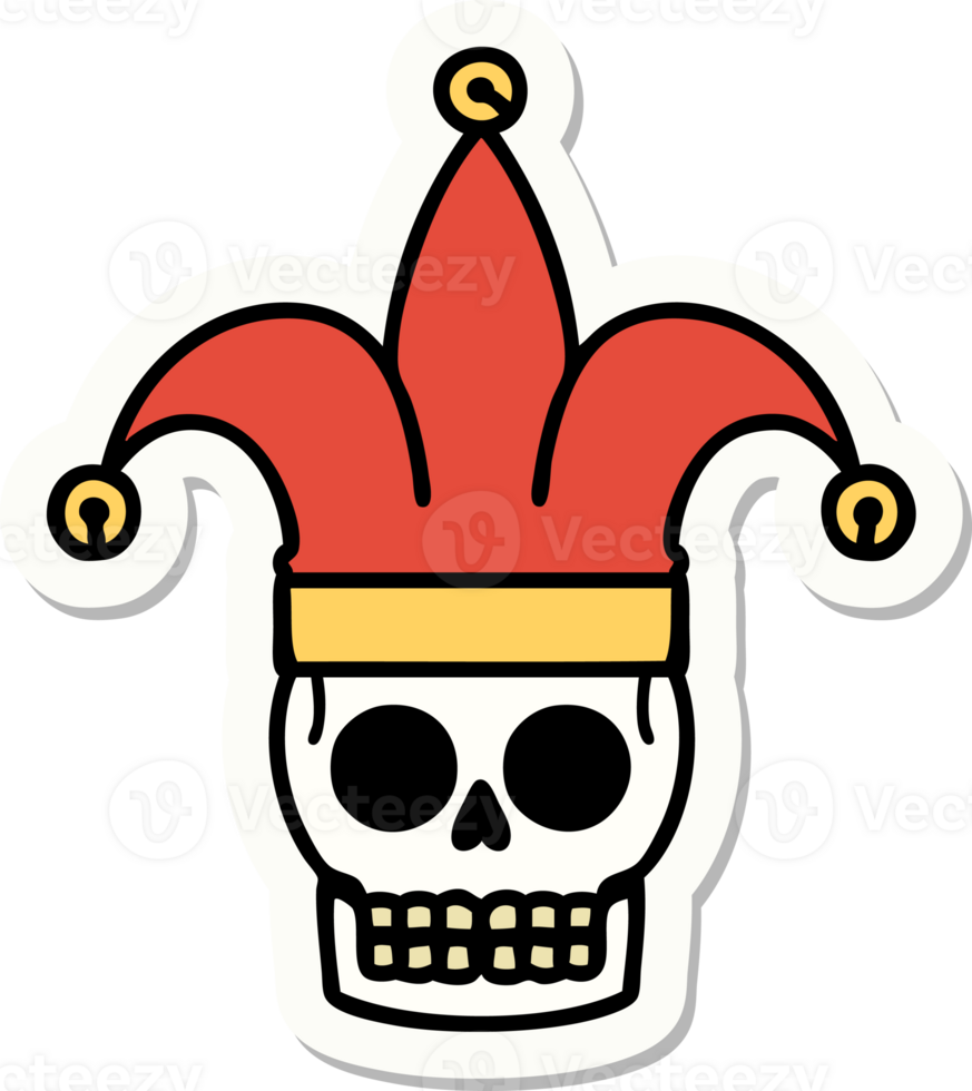 sticker of tattoo in traditional style of a skull jester png