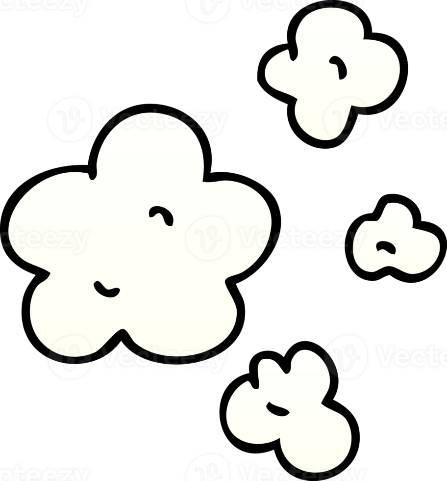 gradient shaded quirky cartoon clouds png