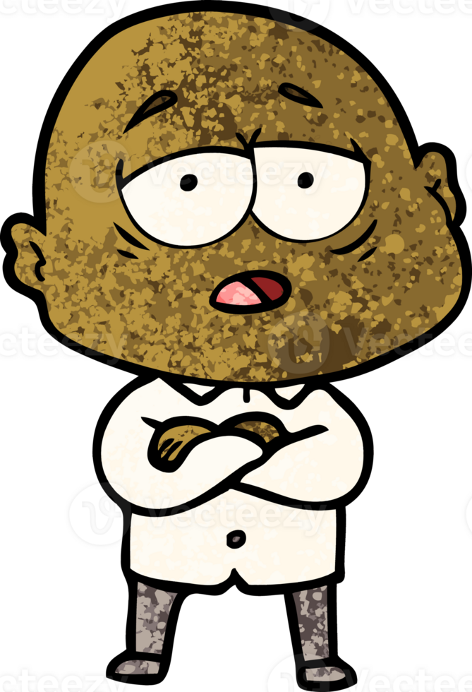 cartoon tired bald man png