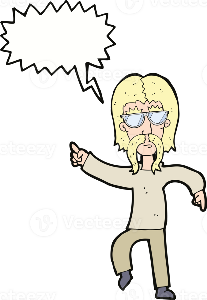 cartoon hippie man wearing glasses with speech bubble png