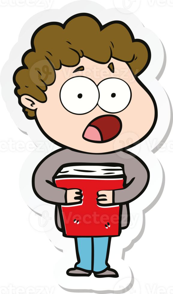 sticker of a cartoon man gasping in surprise png